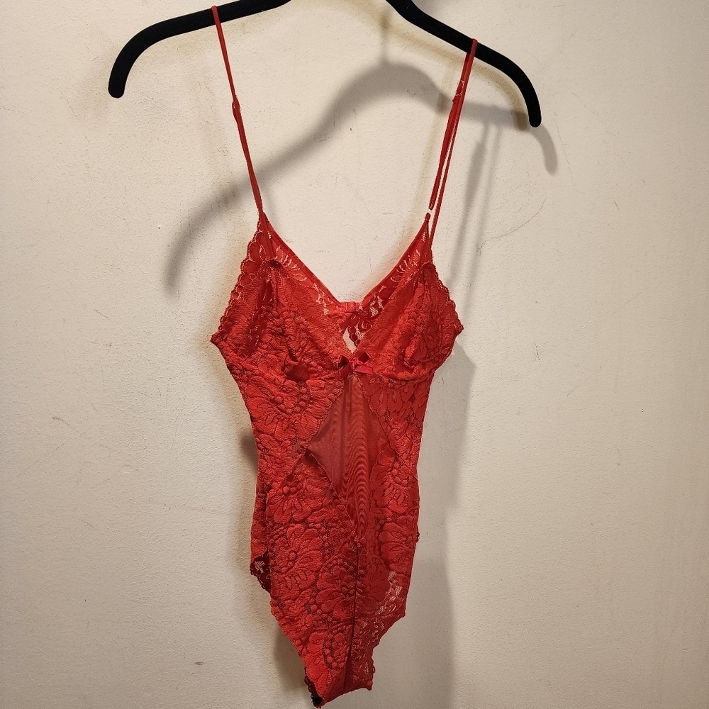Red Women's Intimates Lace Bodysuit Lengerie Fits M